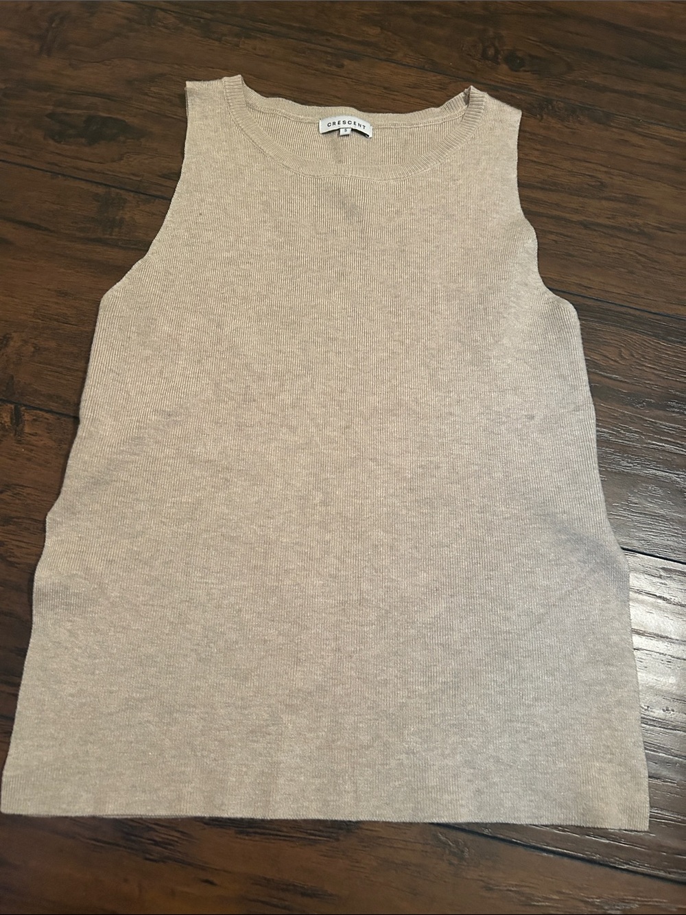 Crescent Neutral Sleeveless Knit Tank - Light Beige size small